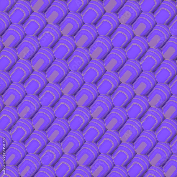 Fototapeta Orthographic projection of rounded rectangles covered multicolored striped texture. 3d rendering digital illustration