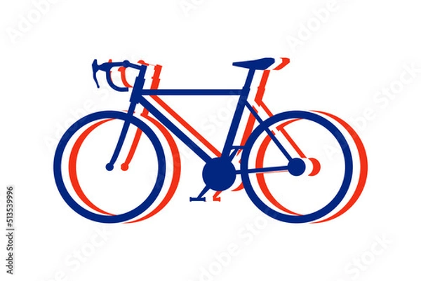 Fototapeta racing bicycle, a tribute to the Tour de France: three bicycles make up the French flag while the background is neutral, white in color. sports news, event.