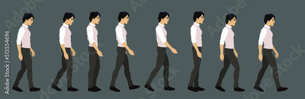 Fototapeta Animation of a young man's gait. 