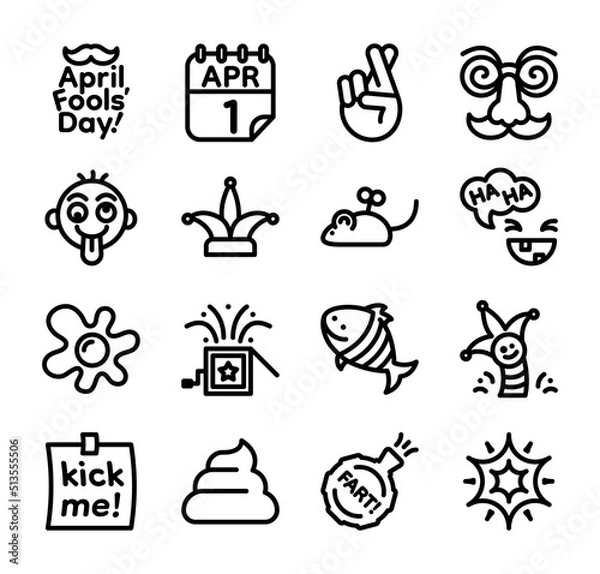 Fototapeta April Fools' Day related icon set, Vector, Illustration.