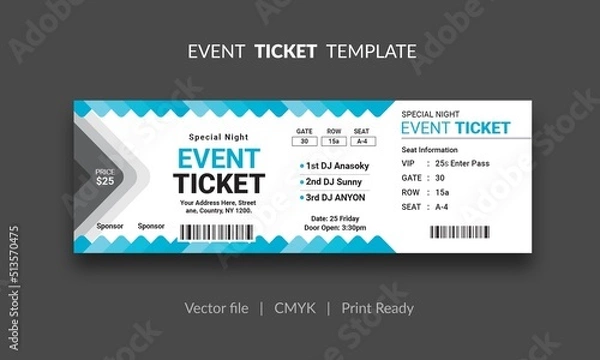 Fototapeta Event Ticket Vector Template 75