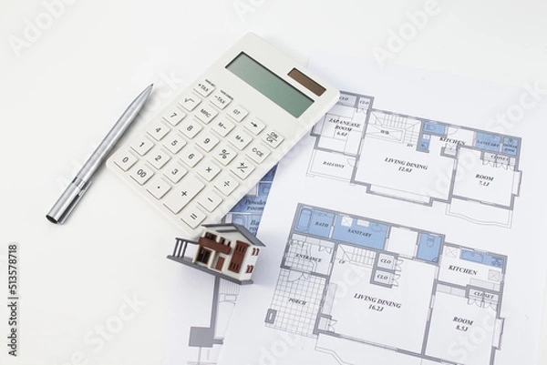 Fototapeta loan Rate hike  Housing  Detached house  my home   debt    Fixed property tax   home    Housing drawing  ローン　住宅ローン　利上げ　固定資産税