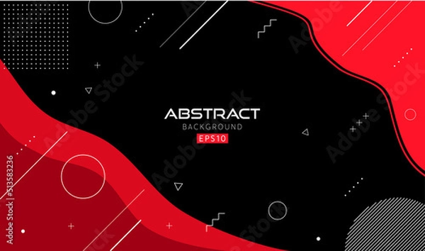 Fototapeta Red and black abstract modern background. Minimal abstract composition with liquid splash style shapes and dynamic geometric elements. Abstract art design template. EPS10 vector.
