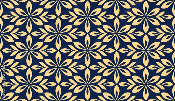 Fototapeta Flower geometric pattern. Seamless vector background. Gold and gray ornament