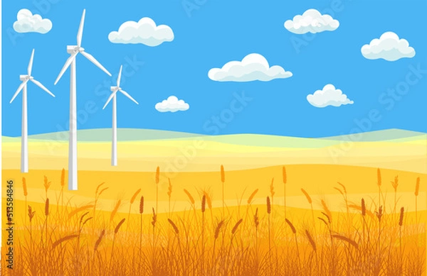 Obraz Ukrainian flag. Electric mill. The concept of the future of Ukraine. Vector.