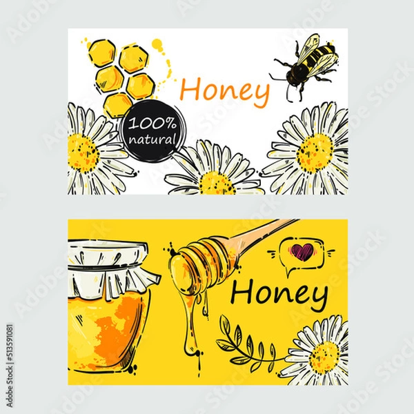 Obraz Vector abstract illustration. Business card. Honey
