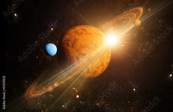 Fototapeta A view of planet earth and the universe from the moon's surface.