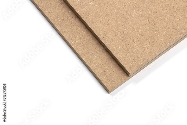 Fototapeta MDF brown boards that can be further processed to adapt for use in furniture making.