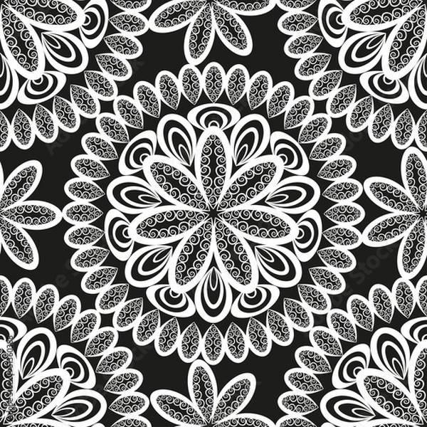 Fototapeta Seamless abstract ornament, openwork doily, vector