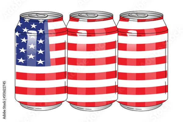 Obraz 4th of July Patriotic Beer Cans with American Flag