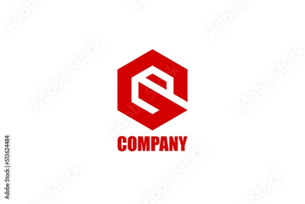 Fototapeta Hexagon vector logo element with initial G in  in positive space and E in negative space. Usable for general business logo