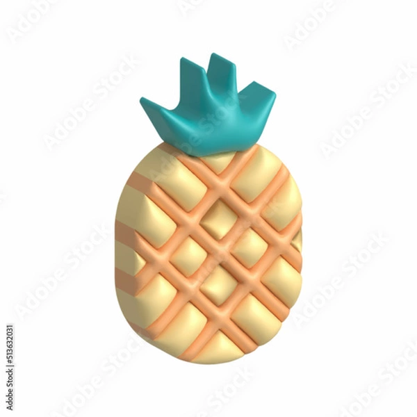 Obraz 3d pineapple  icon in summer. Fruit isolated 