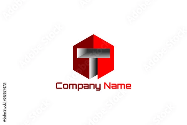 Fototapeta 3D vector logo element with initial T in shield shape. Usable for general business brands