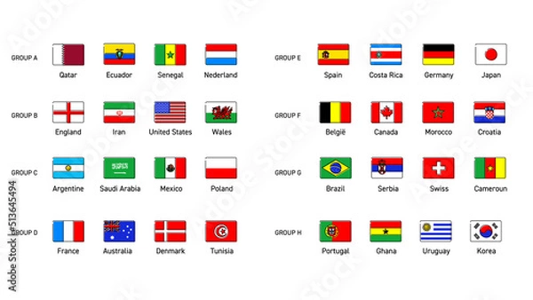 Fototapeta 線画イメージの国旗イラスト