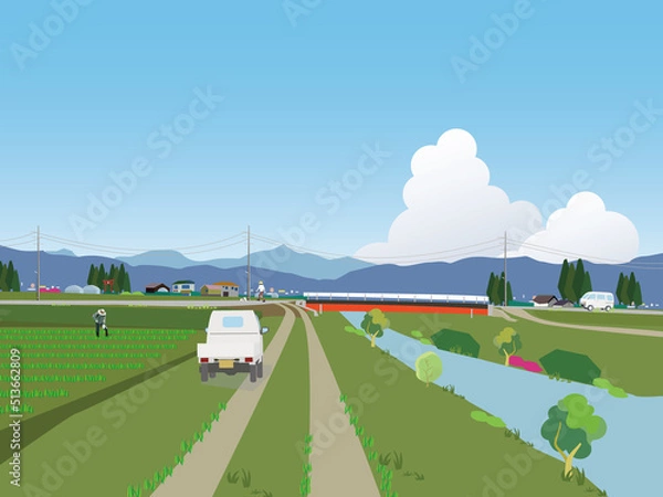 Fototapeta 田舎の農家風景