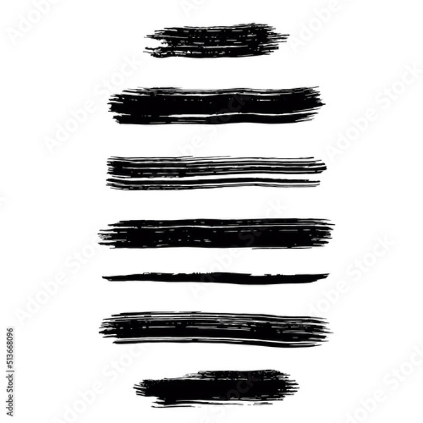 Fototapeta Set of brush strokes isolated on white background. Paint spot draw by hand.
