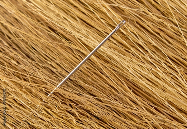 Fototapeta Sewing needle protruding in a haystack