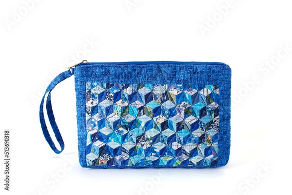 Obraz Blue cubes pattern patchwork mini zipper bag