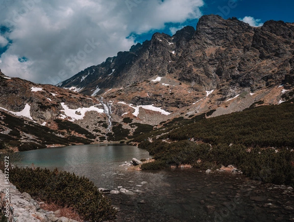 Fototapeta View of High Tatras mountain range near Velické pleso. 