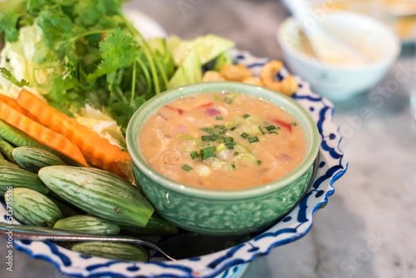 Obraz Simmered Crab, crab dip with coconut milk and vegetables