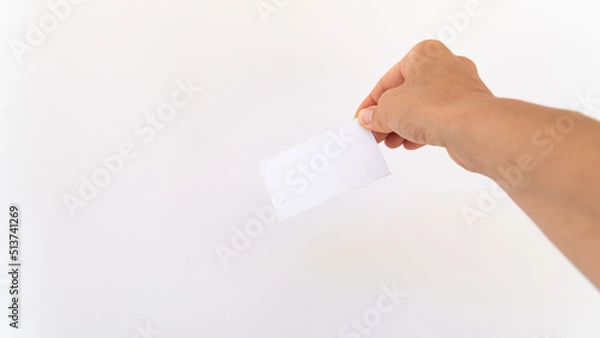 Obraz hand gesture on white background offer business card