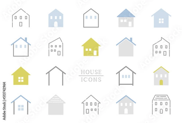 Fototapeta シンプルな家のアイコン イラスト素材セット / vector eps