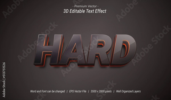 Fototapeta 3D Hard Editable Text Effect