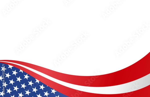 Obraz American flag flying on white background