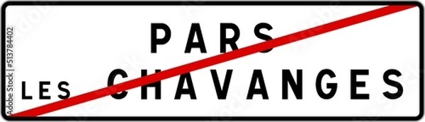 Fototapeta Panneau sortie ville agglomération Pars-lès-Chavanges / Town exit sign Pars-lès-Chavanges