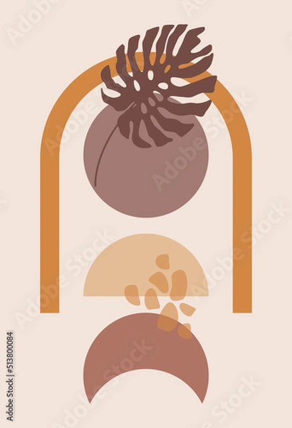 Fototapeta Abstract modern background. Geometric shapes. Aesthetic concept of boho-style wall decoration.