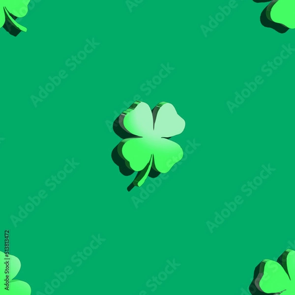 Fototapeta Clover 3d pattern green