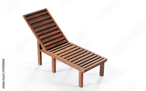 Fototapeta Orange striped beach chair isolated on white background. 3d rendering of beach and ocean vacations and summer getaways