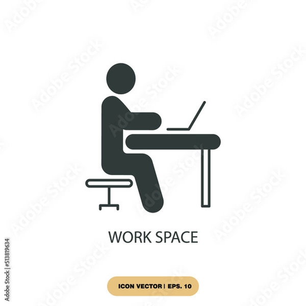Fototapeta work space icons  symbol vector elements for infographic web
