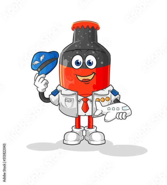 Fototapeta cola pilot mascot. cartoon vector