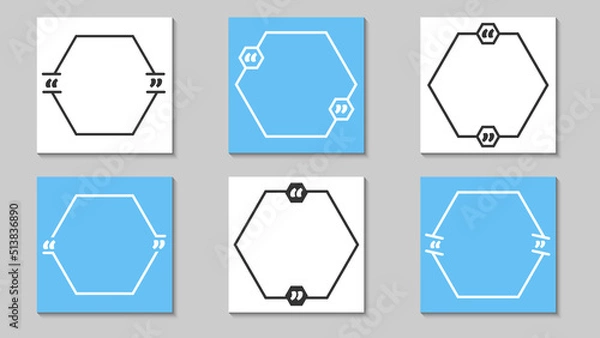 Obraz Quote frames blank templates set using basic of hexagonal shape. Creative vector banner illustration