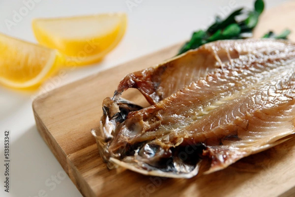 Obraz Dried horse mackerel on the table