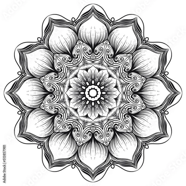 Fototapeta Coloring book patterns in mandala style for Henna, Mehndi, tattoos, decorative ornaments in ethnic oriental style page.