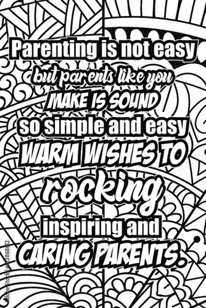 Fototapeta parents day quotes coloring page design. inspirational coloring pages design.