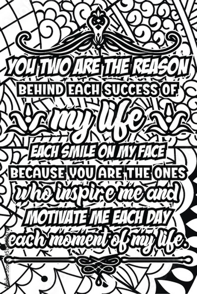 Fototapeta parents day quotes coloring page design. inspirational coloring pages design.