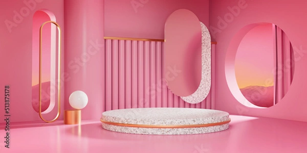 Obraz 3d rendering of display stand and abstract empty room.