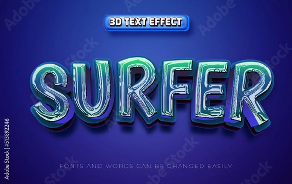 Fototapeta Beach surfer 3d editable text effect style