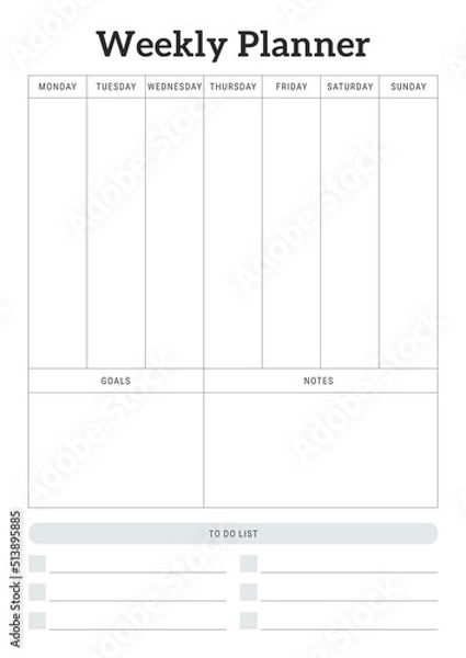 Obraz Black and White Weekly Planner