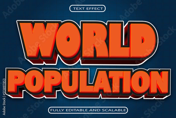 Fototapeta World Population Editable Text Effect 3D Emboss  Modern Style