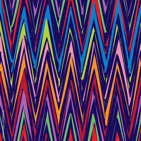 Fototapeta Seamless Grunge Chevron Pattern Colorful Design for Fabric and Textile Print