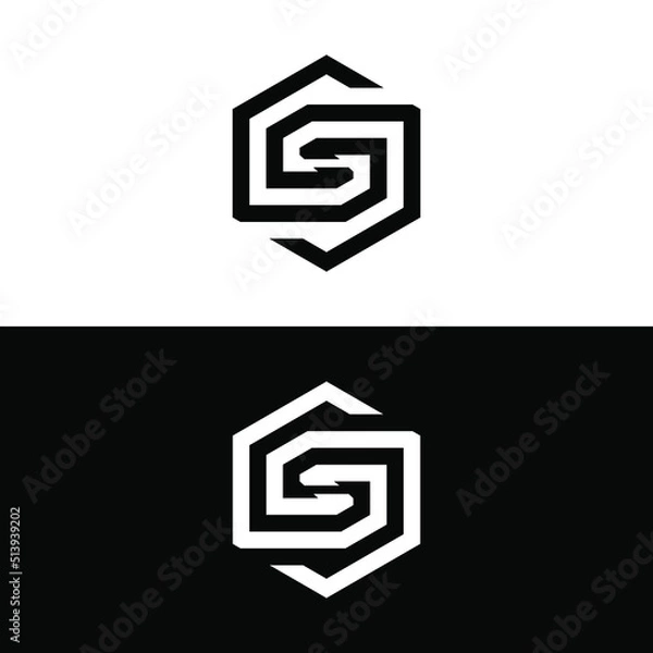 Fototapeta Creative, simple and elegant Initial letter GG hexagram logo template in flat design monogram illustration