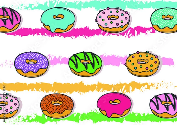 Obraz donuts pattern food collection
