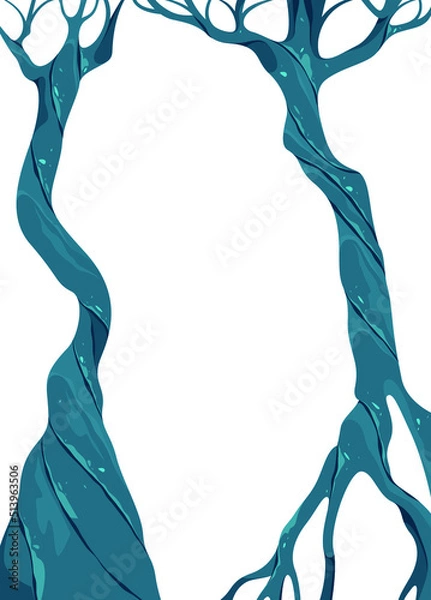 Fototapeta Fantasy trees. Frame. Magic trees. Magic art.