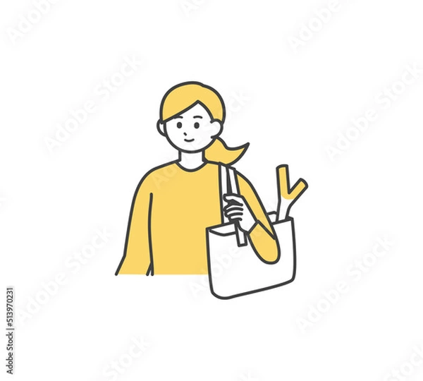 Fototapeta 買い物をする女性のイラスト素材