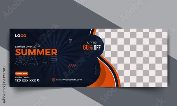 Obraz Modern summer sale offer cover banner design template for online or offline shop business