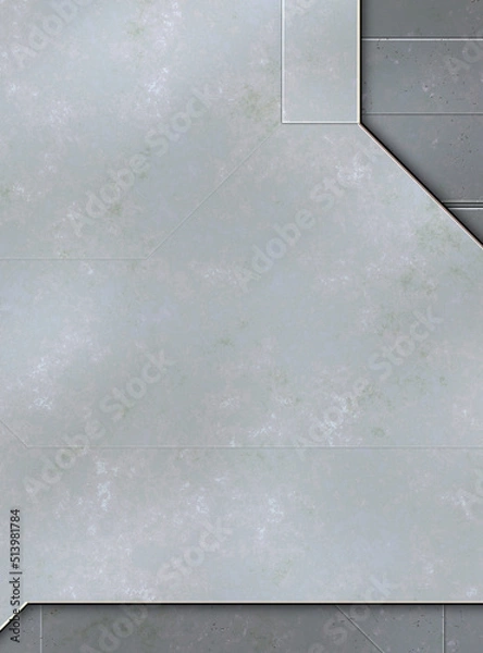 Fototapeta Layered panels. Futuristic abstract wallpaper. Geometric technological reflective background.3D metallic texture. Spaceship  pattern surface.